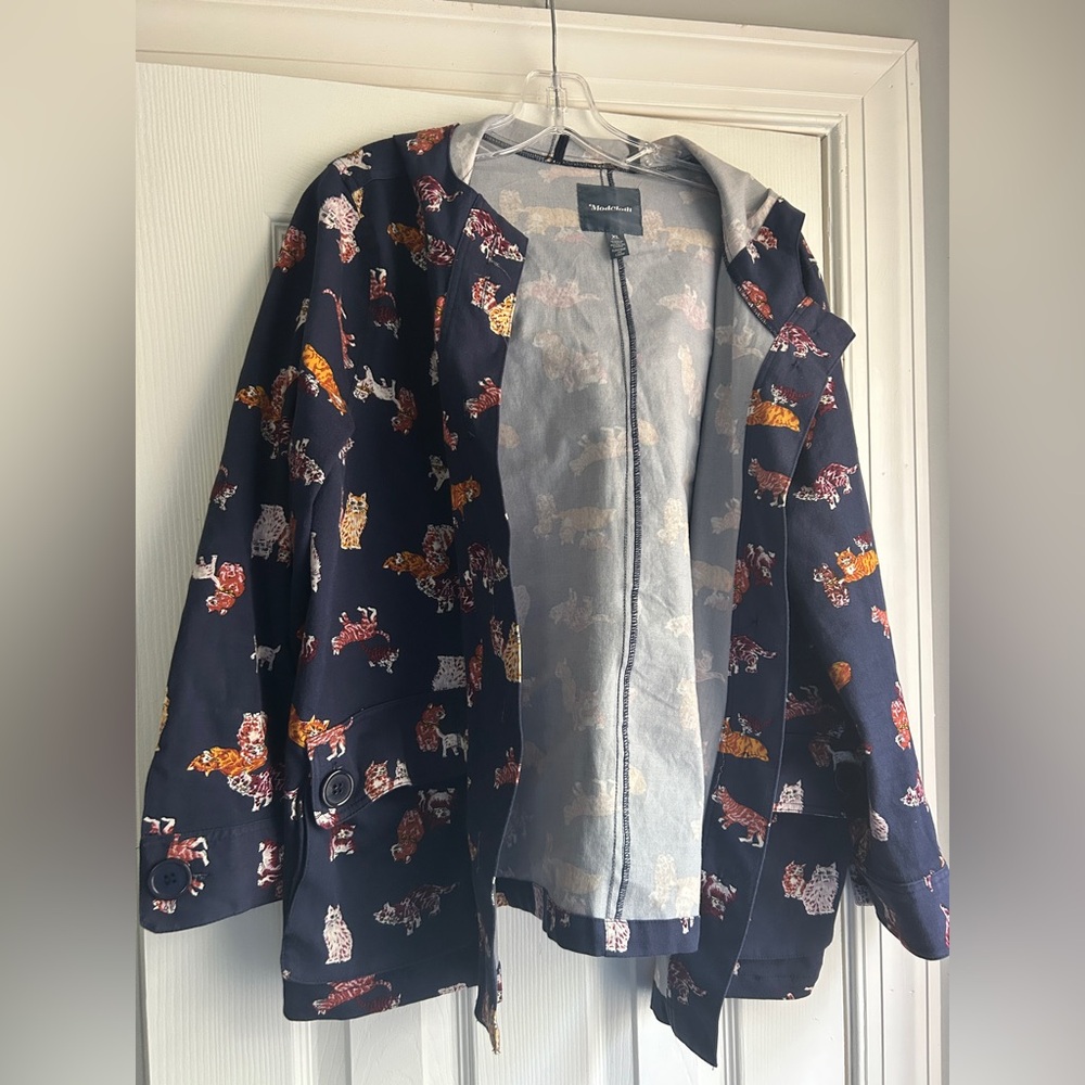 Hooded Jacket with Cat Kitten Print